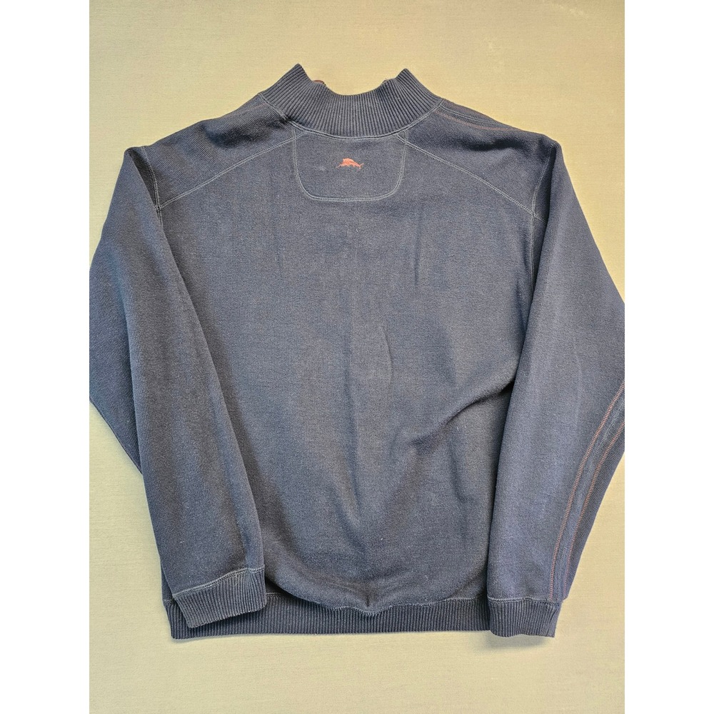Tommy Bahama Mens Quarter Zip Pullover Navy Blue Contrast Stitch Mock Neck XL - Picture 5 of 6